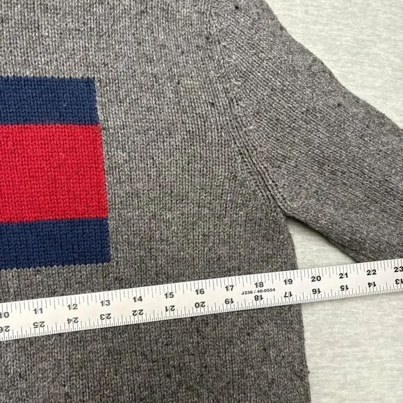 Tommy Hilfiger Sweater‎ Crewneck Flag Logo Pullover Knit Gray XL Men